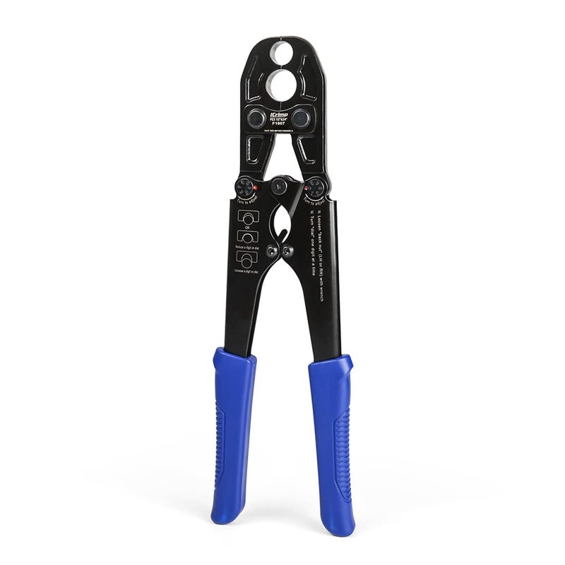 IWISS iCrimp Pex Crimping Tool, 1/2-inch & 3/4-inch Copper Ring Heavy Duty Dual Size, c/w Go/No-Go Gauge Meets ASTM F1807 - Image 1